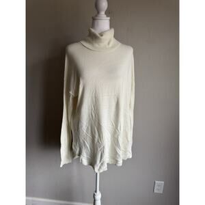 Chelsea28 Cream Pima Cotton Cashmere Lightweight Turtleneck Sweater Womens M
